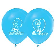 diş mavi baskılı balon 6 adet