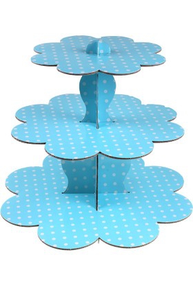 Mavi puanlı kek standı 3 katlı karton