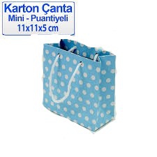 mavi puanlı karton çanta 11x11 cm 50 adet